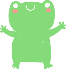 cute flat color style cartoon frog