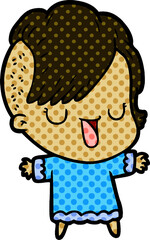 cute cartoon girl with hipster haircut