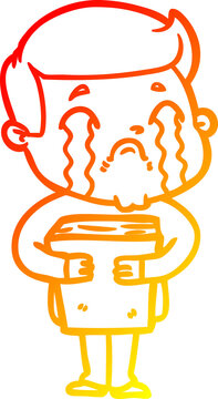 recommend clip art: warm gradient line drawing of a cartoon man crying