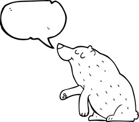 freehand drawn speech bubble cartoon bear