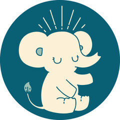 icon of a tattoo style cute elephant