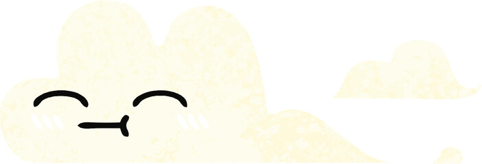 retro illustration style cartoon of a white cloud