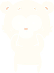 surprised polar bear flat color style cartoon