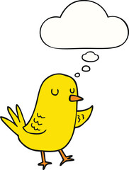 cartoon bird with thought bubble