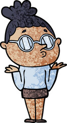 cartoon woman wearing glasses