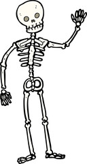 cartoon waving skeleton