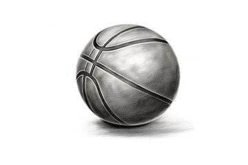 Illustration of a basketball ball drawn with pencil, isolated on white background. Generative AI