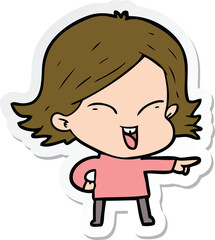 sticker of a happy cartoon girl