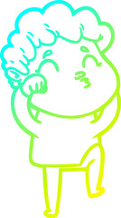 cold gradient line drawing of a cartoon man pouting