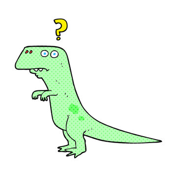 freehand drawn cartoon confused dinosaur