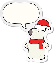 cute cartoon christmas bear with speech bubble sticker