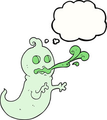 freehand drawn thought bubble cartoon slimy ghost