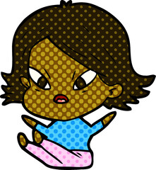 cartoon stressed woman