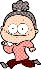 Obraz premium cartoon happy old woman