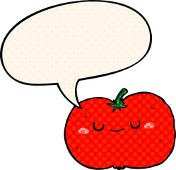 cartoon apple with speech bubble in comic book style
