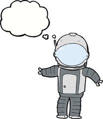 cartoon astronaut with thought bubble