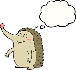 freehand drawn thought bubble cartoon hedgehog
