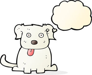 cartoon dog with thought bubble