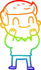 rainbow gradient line drawing of a cartoon friendly man