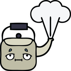 cute cartoon of a steaming kettle