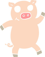 Obraz na płótnie Canvas flat color illustration cartoon dancing pig