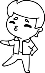 Obraz premium line drawing illustration kawaii 1950 cute boy