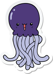 sticker of a cartoon jellyfish
