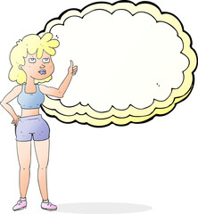 freehand drawn cartoon gym woman