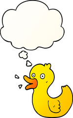 cartoon quacking duck with thought bubble in smooth gradient style