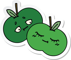 sticker of a cute cartoon apples