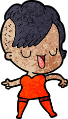 cute cartoon girl with hipster haircut
