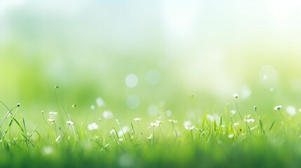spring nature blur copy space background with Green grassy meadow 
