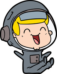 happy cartoon astronaut