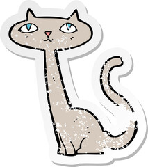 retro distressed sticker of a cartoon cat