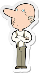 sticker of a cartoon old man with folded arms