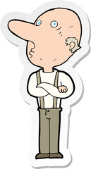 Obraz premium sticker of a cartoon old man with folded arms