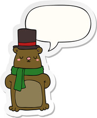 cartoon bear with speech bubble sticker