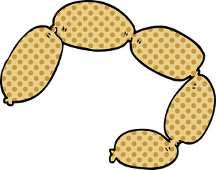 cartoon doodle string of sausages