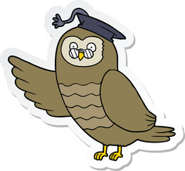 sticker of a cartoon owl graduate
