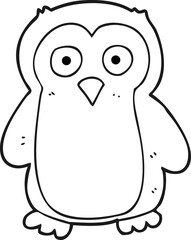 freehand drawn black and white cartoon penguin