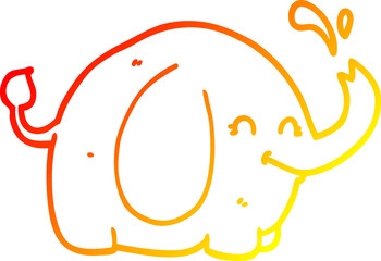 warm gradient line drawing of a cartoon elephant