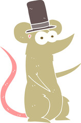 flat color illustration of mouse wearing top hat