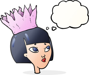 freehand drawn thought bubble cartoon woman wearing paper crown