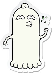 sticker of a cartoon ghost