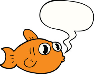 cartoon fish with speech bubble
