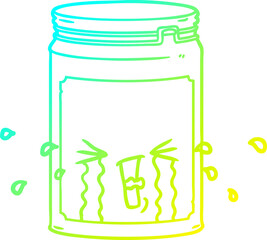 cold gradient line drawing of a cartoon glass jar