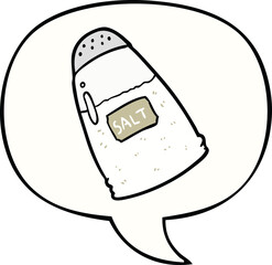 cartoon salt shaker with speech bubble
