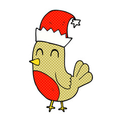 freehand drawn cartoon christmas robin