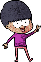 happy cartoon boy waving