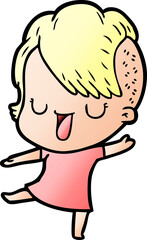 cute cartoon girl with hipster haircut
